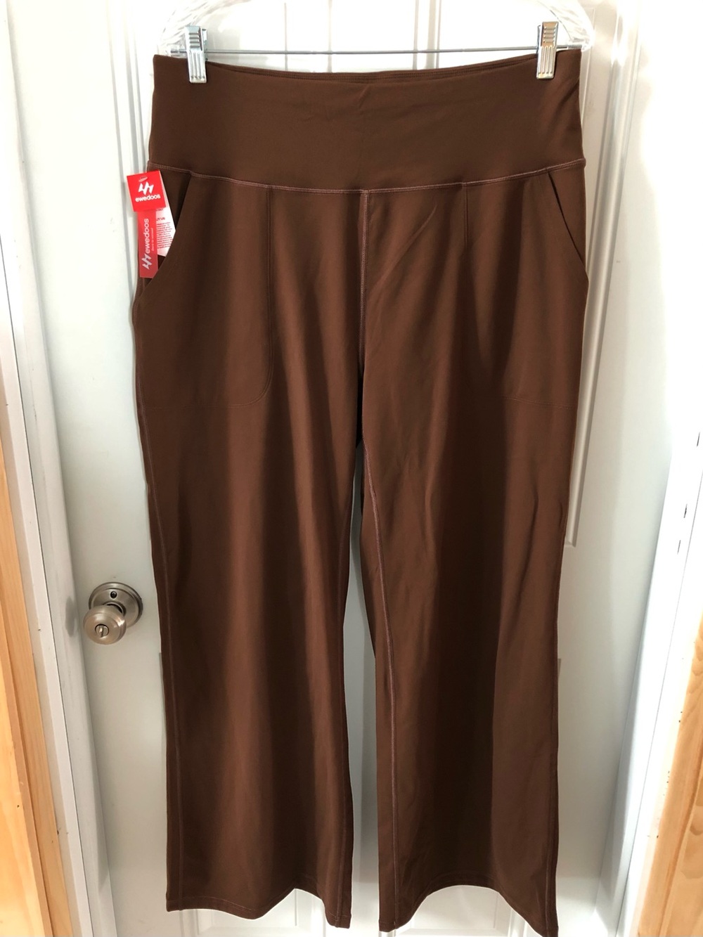 NEW Ewedoos Brown Wide Leg Yoga Athletic Stretch Pants Size XXL